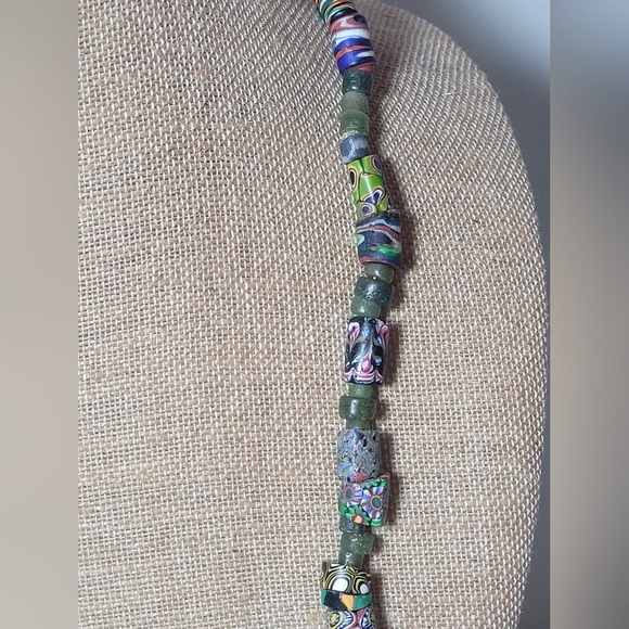Antique - Vintage Venetian Cane Millefiori Murano Old World Trade Bead Necklace - Picture 10 of 12